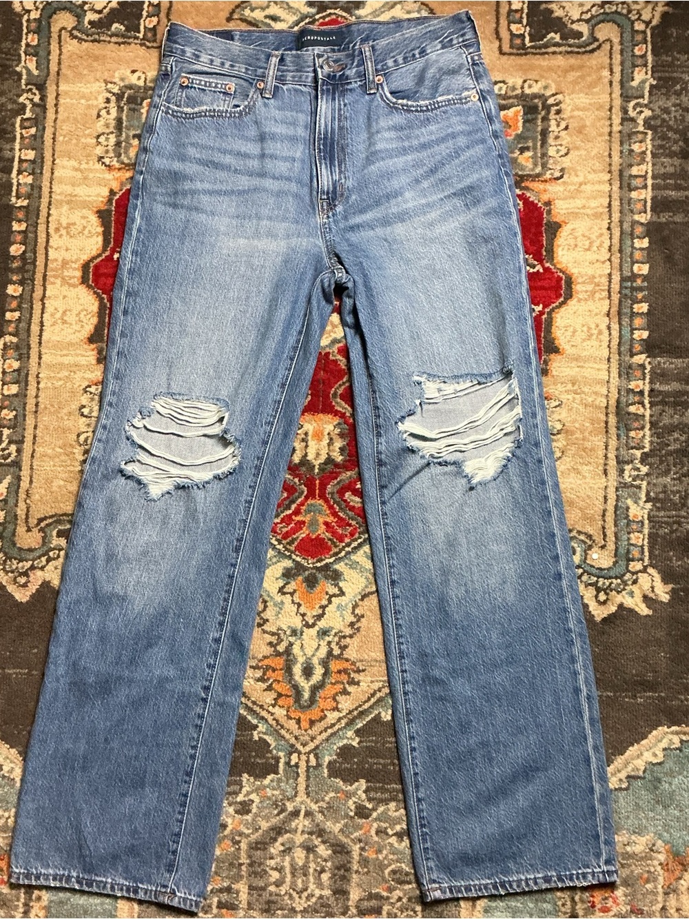 Aeropostale Womens Baggy Jeans Light Wash Denim Relaxed Wide Leg | Size 6